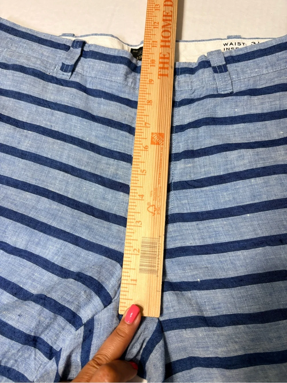 Men's J. Crew Stanton Baird McNutt Irish Linen Blue Striped Casual Shorts 31
